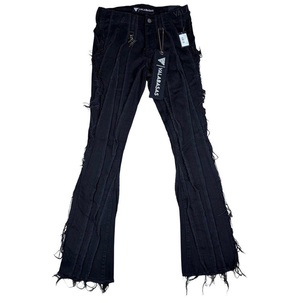 Valabasas Twisted Black Distressed Stacked Flare Jeans Mens 29 VLBS-VJ3-1016 NWT